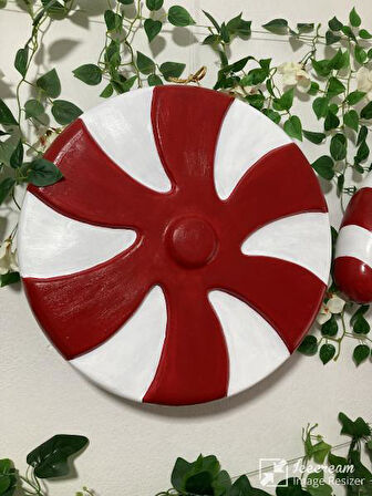 Dev Boy Yuvarlak Şeker: XXL Yılbaşı Dekorasyonu - Göz Alıcı Kırmızı & Beyaz 50 cm