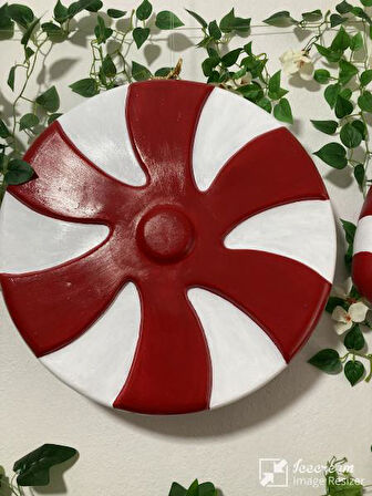 Dev Boy Yuvarlak Şeker: XXL Yılbaşı Dekorasyonu - Göz Alıcı Kırmızı & Beyaz 50 cm