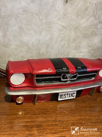 Işıklı Mustang Duvar Obje Araba Kırmızı Siyah