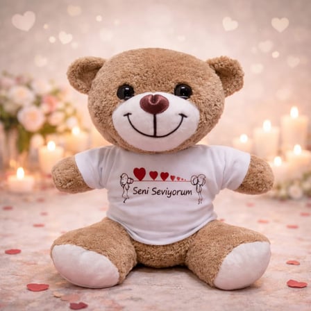 Özel Seri Hediyelik Özel Gün Doğum Günü Seni Seviyorum Temalı Peluş Ayıcık