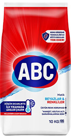 Abc Matik Toz Çamaşır Deterjanı 10KG Klasik Beyazlar & Renkliler (66 Yıkama) + 7KG Gülün Büyüsü