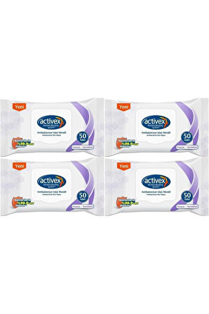 Activex Islak Havlu Mendil Hassas 50 Yaprak 4 Lü Set (200 Yaprak) Plastik Kapaklı