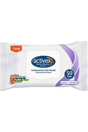 Activex Islak Havlu Mendil Hassas 50 Yaprak 4 Lü Set (200 Yaprak) Plastik Kapaklı