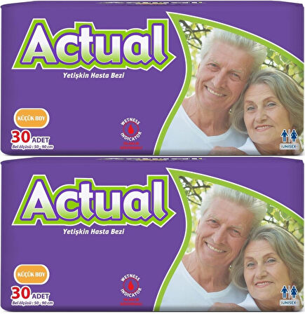 Actual Yetişkin Hasta Bezi Bel Bantlı S - Small - Küçük 60 Adet (2PK*30)