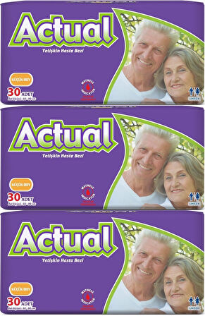 Actual Yetişkin Hasta Bezi Bel Bantlı S - Small - Küçük 90 Adet (3PK*30)