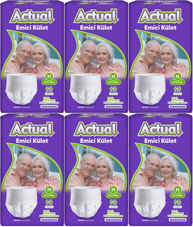 Actual Emici Külot Yetişkin Bezi M - Medium - Orta (Islaklık Göstergeli) 180 Adet