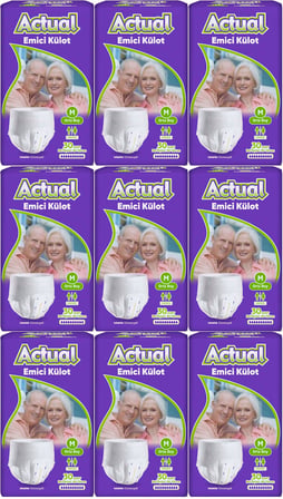 Actual Emici Külot Yetişkin Bezi M - Medium - Orta (Islaklık Göstergeli) 270 Adet