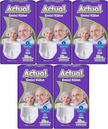 Actual Emici Külot Yetişkin Bezi L - Large - Büyük (Islaklık Göstergeli) 150 Adet