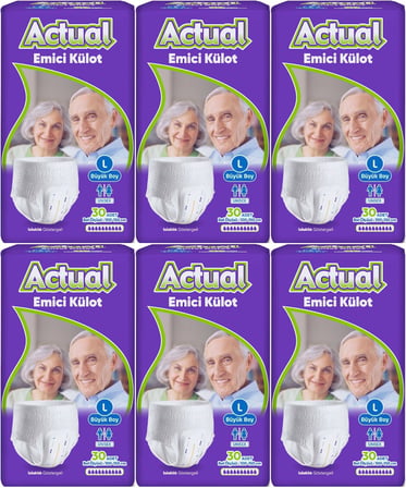 Actual Emici Külot Yetişkin Bezi L - Large - Büyük (Islaklık Göstergeli) 180 Adet
