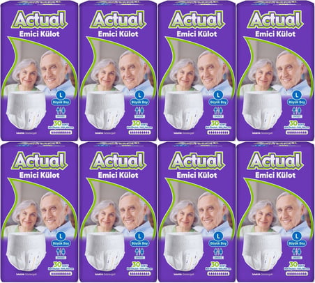 Actual Emici Külot Yetişkin Bezi L - Large - Büyük (Islaklık Göstergeli) 240 Adet