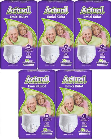 Actual Emici Külot Yetişkin Bezi XL - Extra Large - Ekstra Büyük (Islaklık Göstergeli) 150 Adet