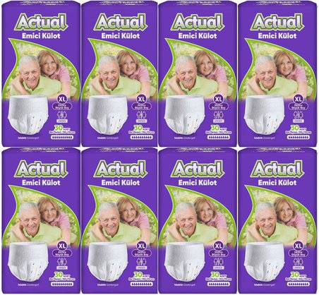 Actual Emici Külot Yetişkin Bezi XL - Extra Large - Ekstra Büyük (Islaklık Göstergeli) 240 Adet
