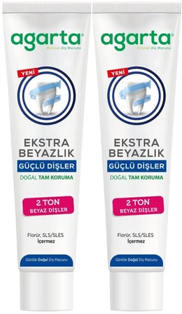Agarta Doğal Tam koruma Diş Macunu 75 ML Ekstra Beyazlık Güçlü Dişler (Leke Önleyici) (2 Li Set)