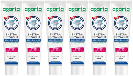 Agarta Doğal Tam koruma Diş Macunu 75 ML Ekstra Beyazlık Güçlü Dişler (Leke Önleyici) (6 Lı Set)