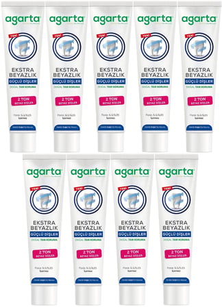 Agarta Doğal Tam koruma Diş Macunu 75 ML Ekstra Beyazlık Güçlü Dişler (Leke Önleyici) (9 Lu Set)