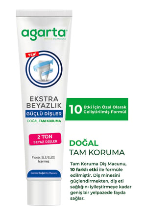 Agarta Doğal Tam koruma Diş Macunu 75 ML Ekstra Beyazlık Güçlü Dişler (Leke Önleyici) (9 Lu Set)