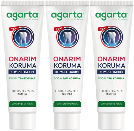 Agarta Doğal Tam koruma Diş Macunu 90 ML Onarım & Koruma (3 Lü Set)