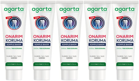 Agarta Doğal Tam koruma Diş Macunu 90 ML Onarım & Koruma (5 Li Set)