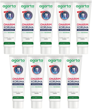 Agarta Doğal Tam koruma Diş Macunu 90 ML Onarım & Koruma (9 Lu Set)