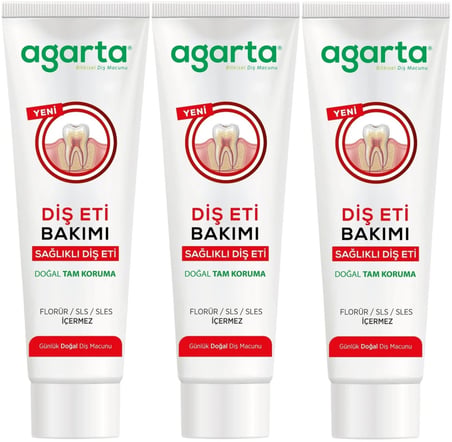 Agarta Doğal Tam koruma Diş Macunu 90 ML Diş Eti Bakımı & Plak Karşıtı (3 Lü Set)