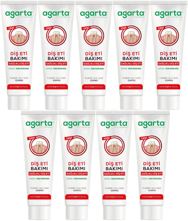 Agarta Doğal Tam koruma Diş Macunu 90 ML Diş Eti Bakımı & Plak Karşıtı (9 Lu Set)