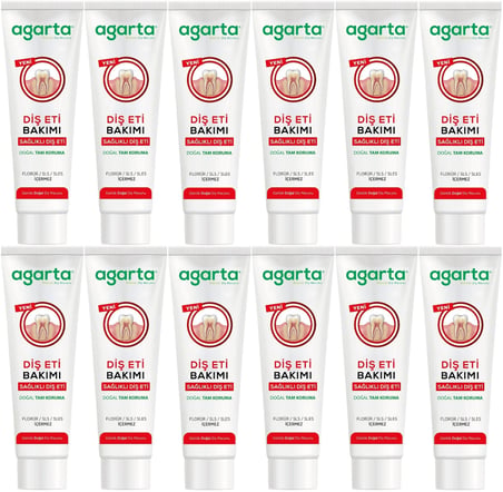 Agarta Doğal Tam koruma Diş Macunu 90 ML Diş Eti Bakımı & Plak Karşıtı (12 Li Set)