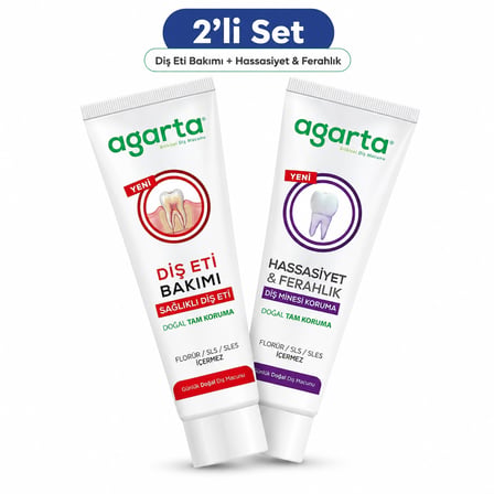 Agarta Doğal Tam koruma Diş Macunu 90 ML Diş Eti Bakımı & Hassasiyet -Ferahlık 90 ML (Karma 2Li Set)
