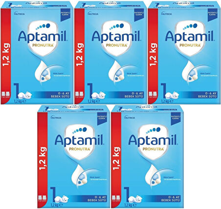 Nutrıcıa Aptamil Pronutra 1200GR Bebek Sütü No:1 (0-6 Ay) Yenidoğan Doğumdan itibaren (5 Li Set)