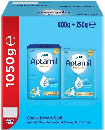 Nutrıcıa Aptamil Pronutra 800GR+250GR Toplam: 1050GR Devam Sütü No:4 (1 Yaş ve Üzeri) (2 Li Set)