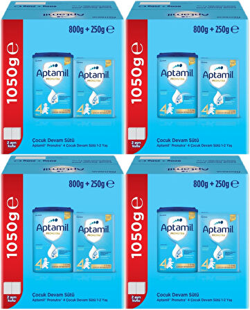 Nutrıcıa Aptamil Pronutra 800GR+250GR Toplam: 1050GR Devam Sütü No:4 (1 Yaş ve Üzeri) (4 Lü Set)