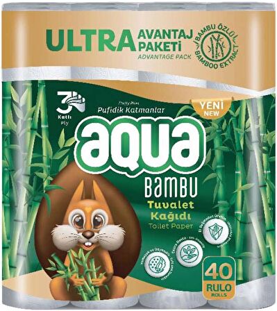 Aqua Tuvalet Kağıdı 3 Katlı 80 Li Set Bambu Ultra Avantaj Pk (2PK*40)