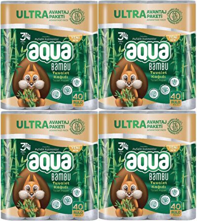 Aqua Tuvalet Kağıdı 3 Katlı 160 Lı Set Bambu Ultra Avantaj Pk (4PK*40)