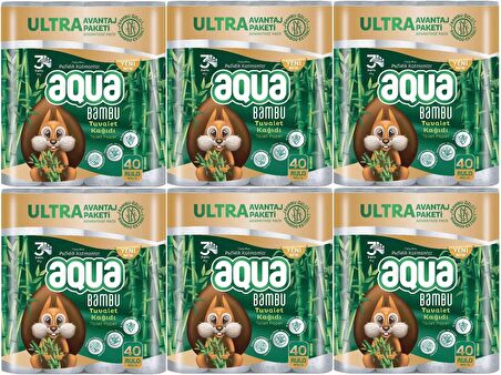 Aqua Tuvalet Kağıdı 3 Katlı 240 Lı Set Bambu Ultra Avantaj Pk (6PK*40)