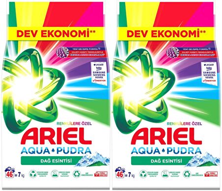 Ariel Matik Toz Çamaşır Deterjanı 14KG Renklilere Özel/Dağ Esintisi (92 Yıkama) (2PK*7KG)