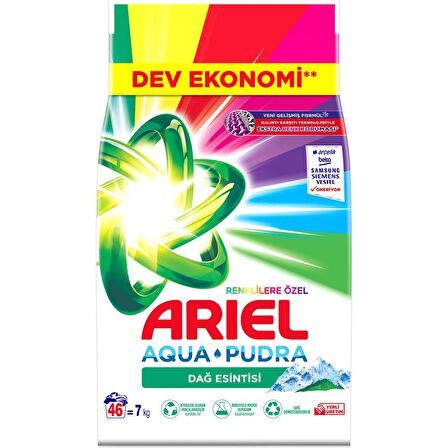 Ariel Matik Toz Çamaşır Deterjanı 14KG Renklilere Özel/Dağ Esintisi (92 Yıkama) (2PK*7KG)