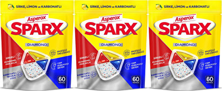 Asperox Sparx Diamond Bulaşık Makinesi Deterjanı Kapsül Tablet Hepsi 1 Arada 180 Adet (3PK*60)