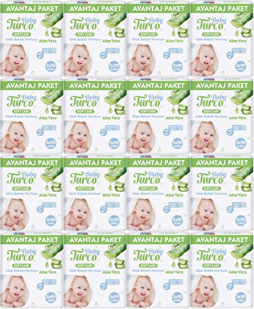 Baby Turco Islak Havlu Mendil Soft Care Aloe Vera 90 Yaprak (48 Li Set) (16PK*3) 4320 Yaprak