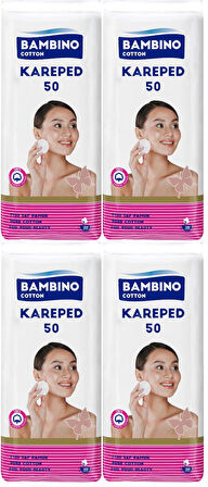 Bambino Cotton Kare Makyaj ve Bebek Temizleme Pamuğu 200 Adet (Kare En-Boy 7CM) (4PK*50)