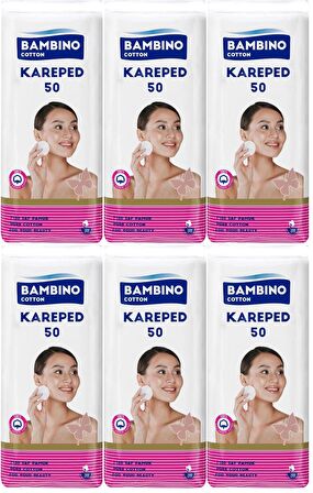 Bambino Cotton Kare Makyaj Temizleme Pamuğu 300 Adet (6PK*50)