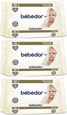 Bebedor Islak Havlu Mendil Klasik 56 Yaprak 3 Lü Set (168 Yaprak)