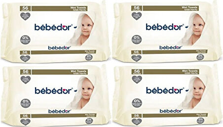 Bebedor Islak Havlu Mendil Klasik 56 Yaprak 4 Lü Set (224 Yaprak)
