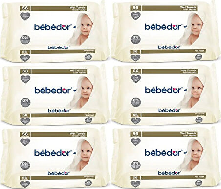 Bebedor Islak Havlu Mendil Klasik 56 Yaprak 6 Lı Set (336 Yaprak)