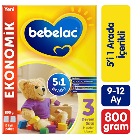 Bebelac 800GR No:3 Devam Sütü (9-12 Ay) (3 Lü Set)