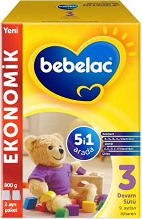 Bebelac 800GR No:3 Devam Sütü (9-12 Ay) (6 Lı Set)