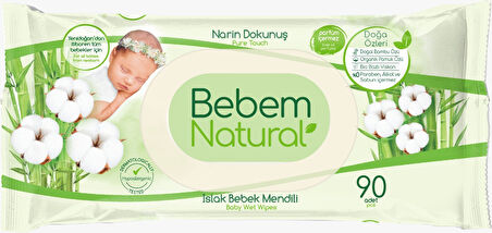 Bebem Natural Islak Bebek Mendili Narin Dokunuş / Yenidoğan 90 Yaprak Plastik Kapaklı 24 Lü Set