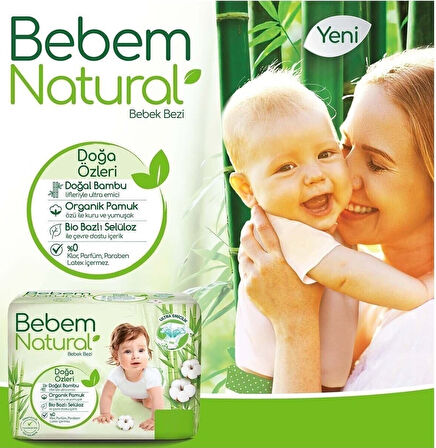 Bebem Bebek Bezi Natural Beden:4 (7-14KG) Maxi 416 Adet Avantaj Ultra Fırsat Pk