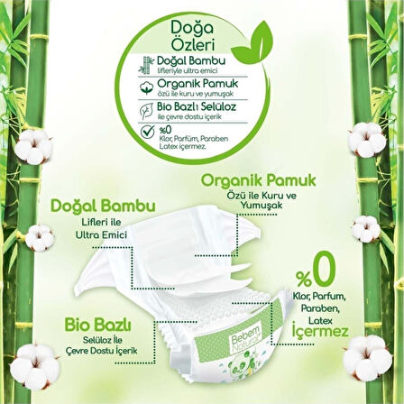 Bebem Bebek Bezi Natural Beden:3 (4-9Kg) Midi 112 Adet Ekonomik Fırsat Pk