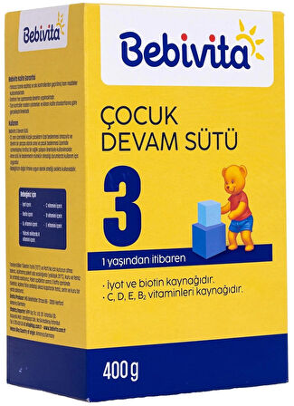 Bebivita Bebek Sütü 400GR No:3 (1 Yaşından İtibaren) (2 Li Set)