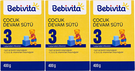 Bebivita Bebek Sütü 400GR No:3 (1 Yaşından İtibaren) (3 Lü Set)