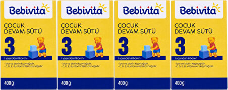 Bebivita Bebek Sütü 400GR No:3 (1 Yaşından İtibaren) (4 Lü Set)